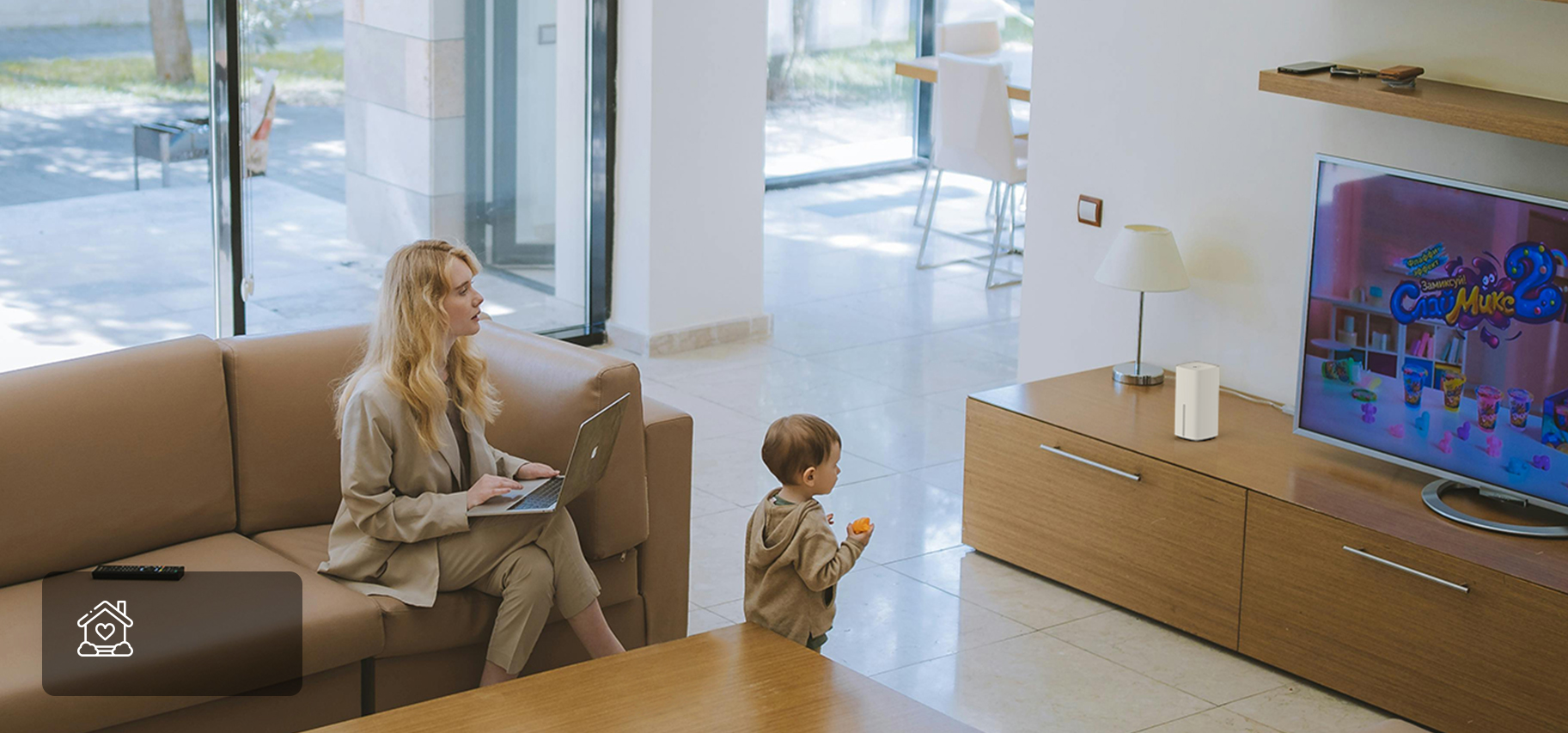 Family room with a TV