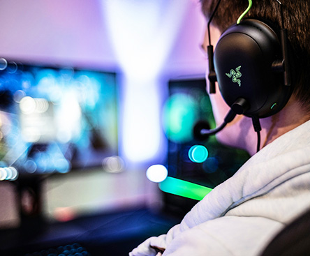 gamer wearing a headset
