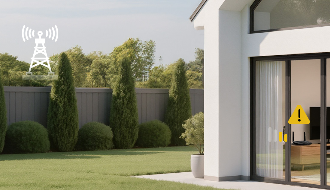 Die Aufstellung in Innenräumen führt zu einem schwächeren Signal.