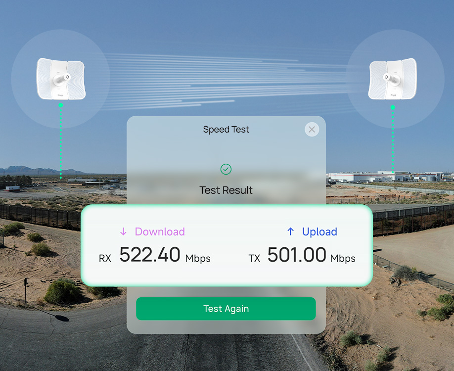 Speed Test Test Result / Download 522.40 Mbps, Upload 501.00 Mbps