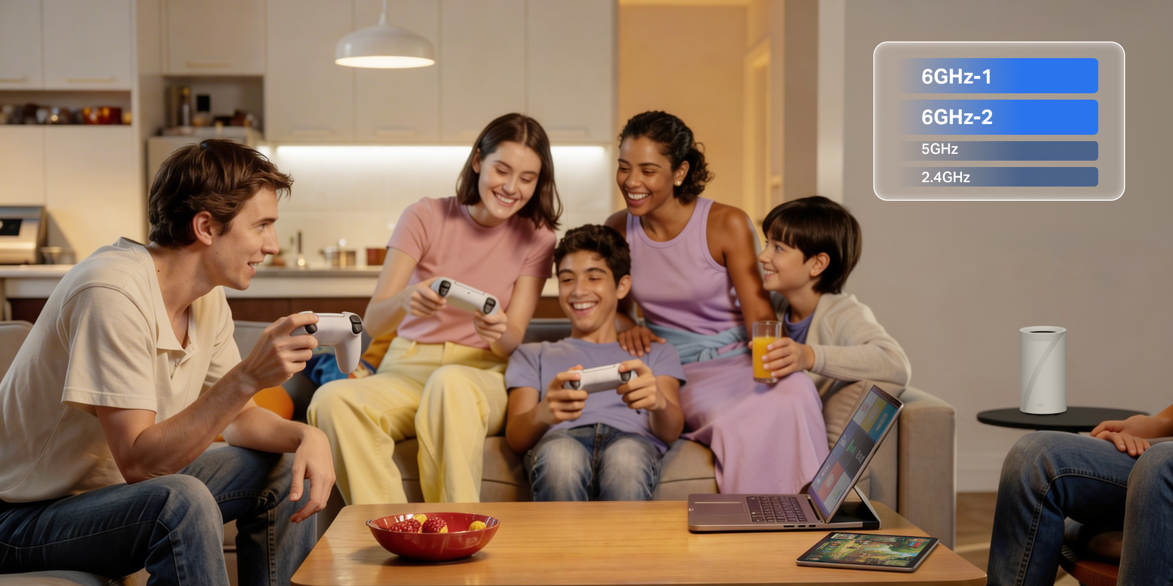 Family using Wi-Fi