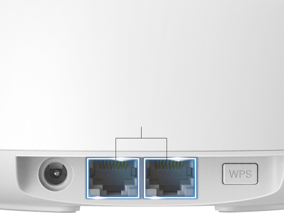 Rear view of the router with ports