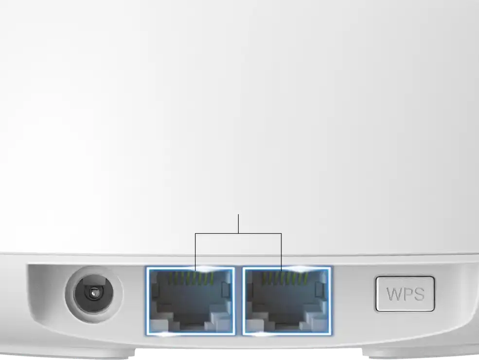 Rear view of the router with ports