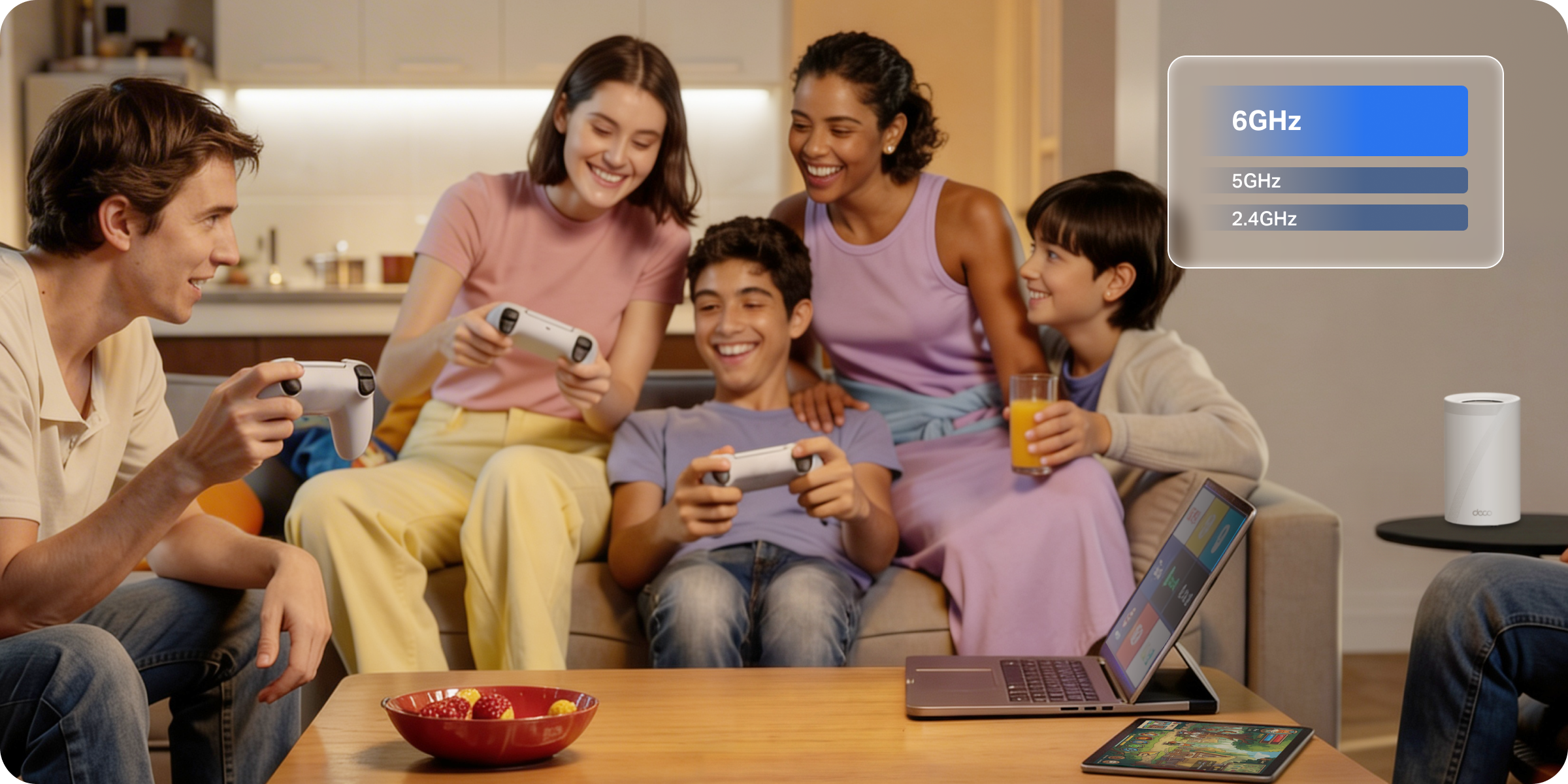 Family using Wi-Fi