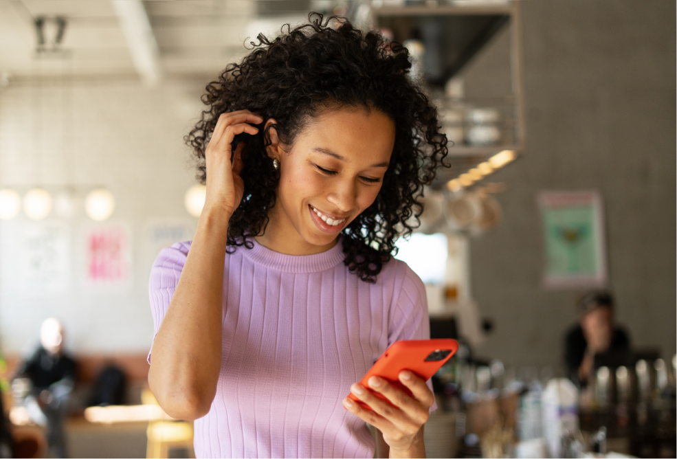 Woman checking phone notifications