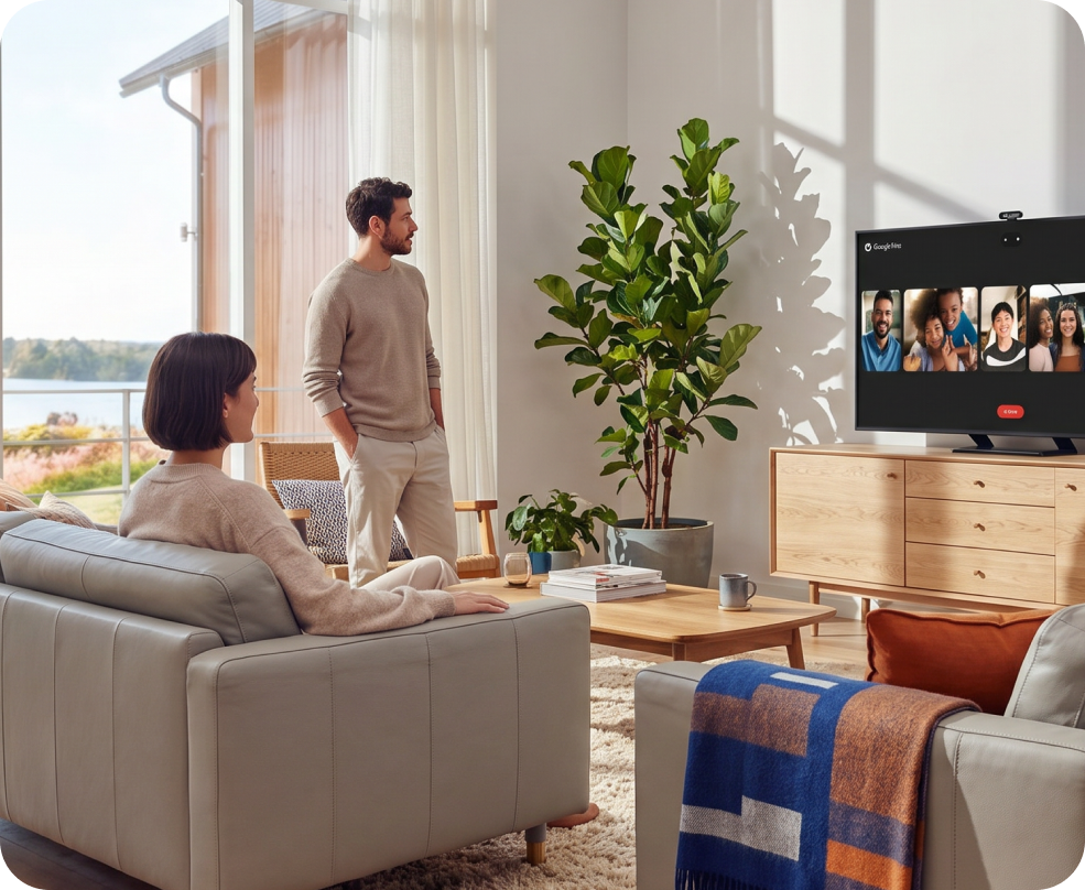 A family enjoying smart tv