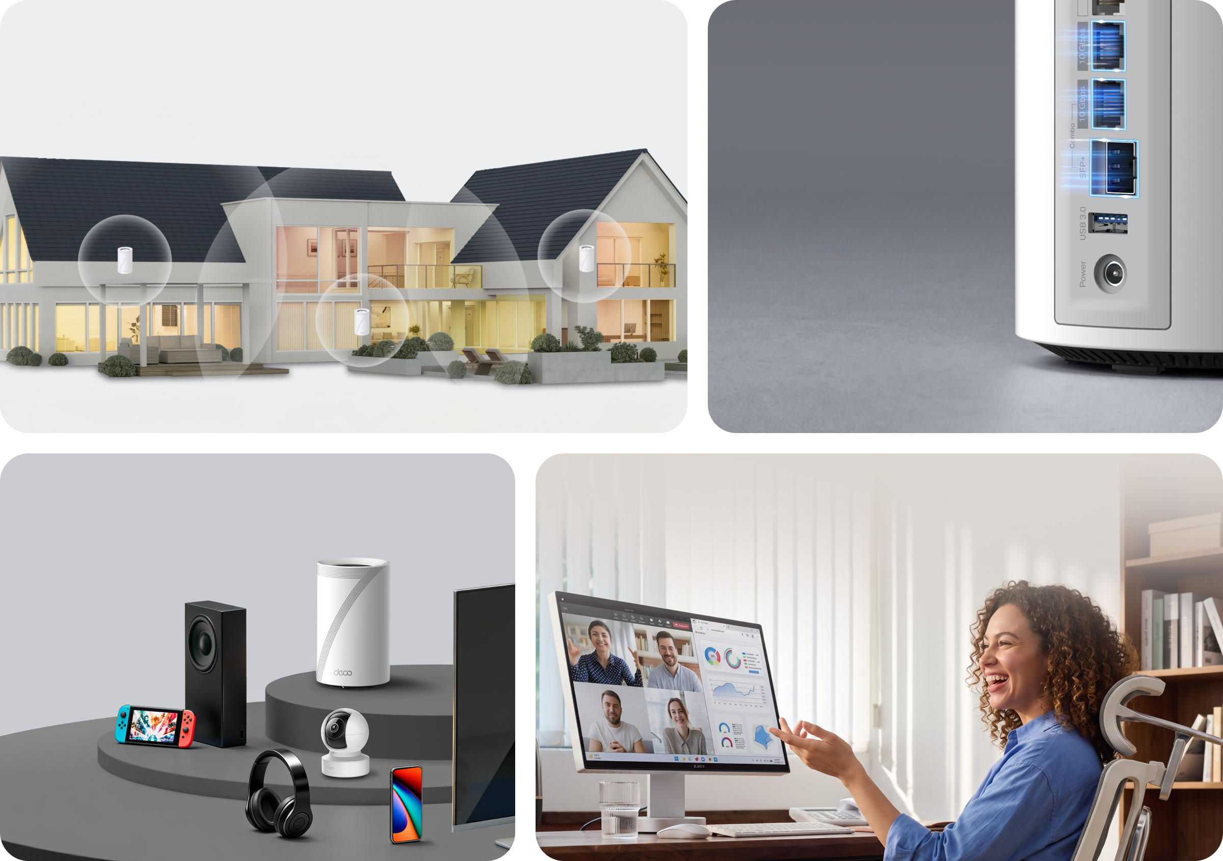 Selling points - Wi-Fi coverage, multi-gig, tri-band, easy setup, 200 devices