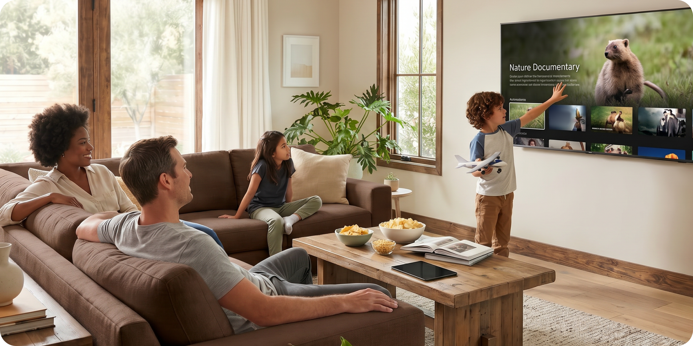 A family enjoying smart tv