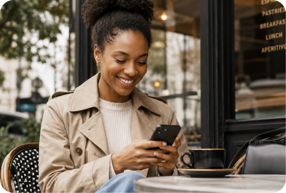 Woman checking phone notifications