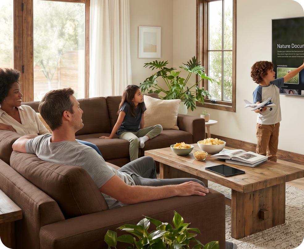 A family enjoying smart tv