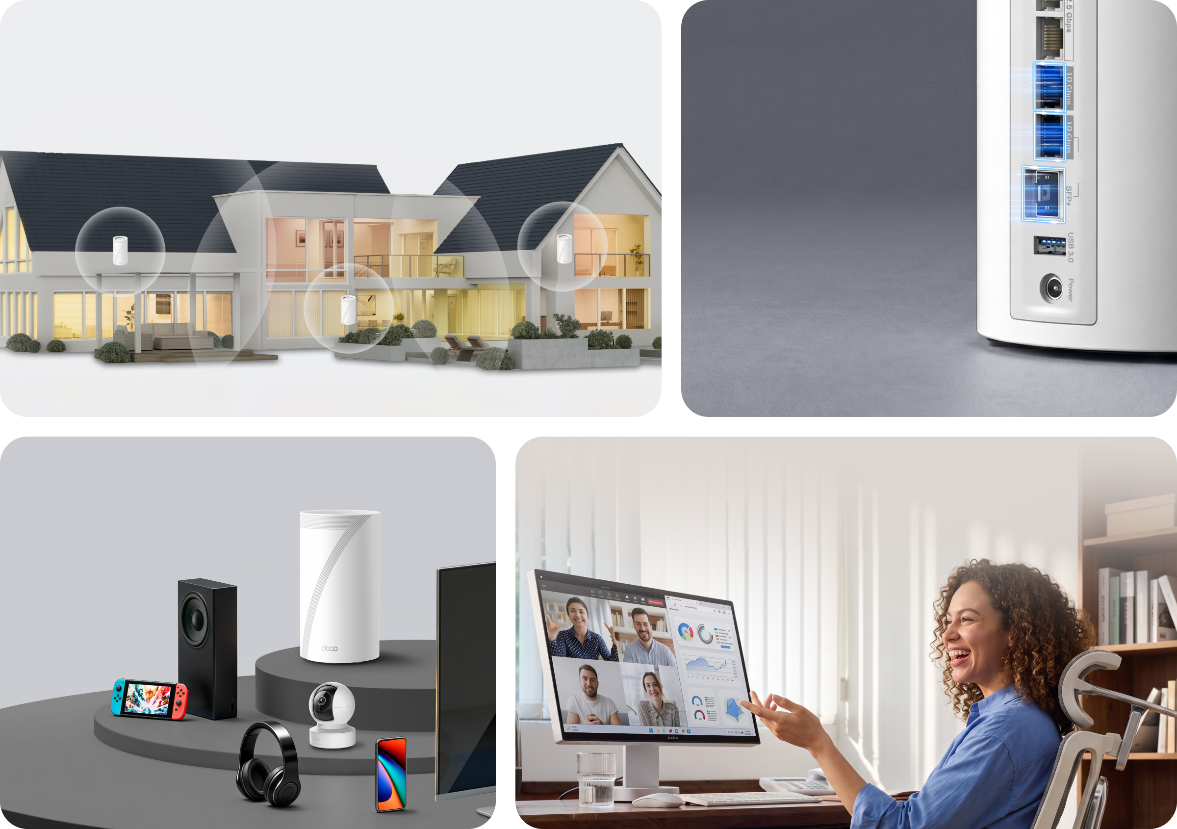 Selling points - Wi-Fi coverage, multi-gig, tri-band, easy setup, 200 devices