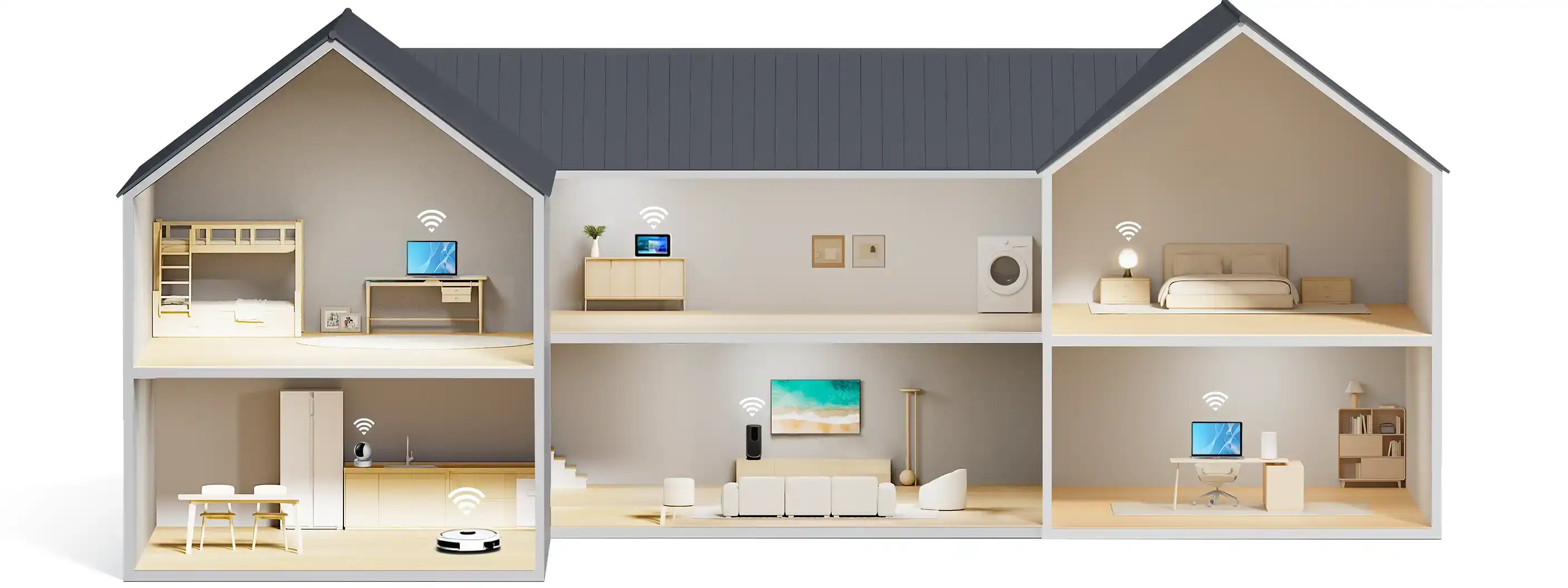 a house with wifi routers and a separate IoT network