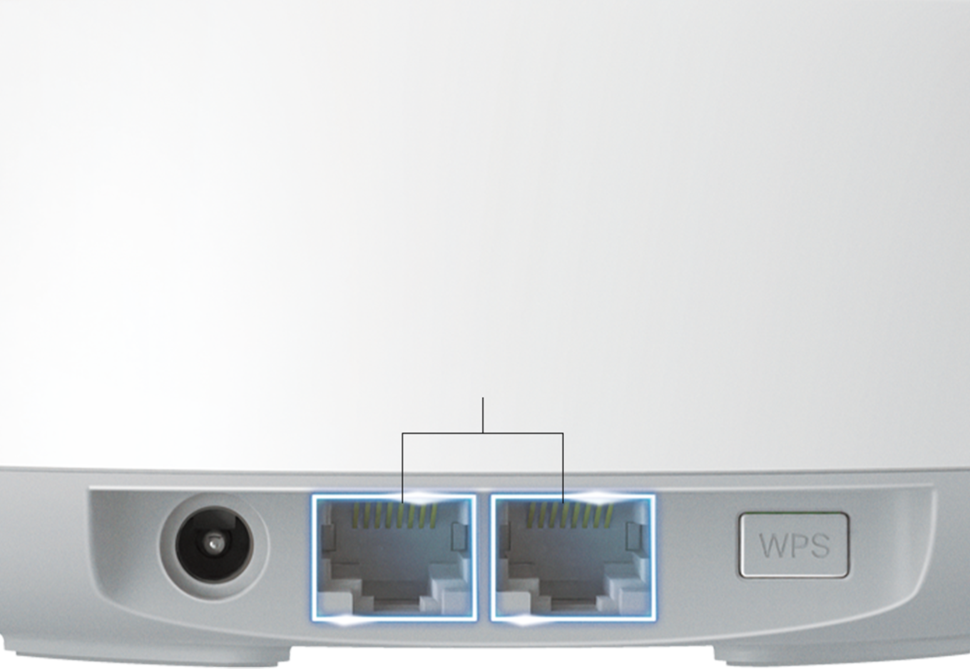 Rear view of the router with ports