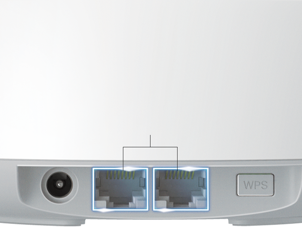Rear view of the router with ports