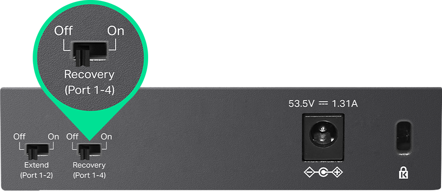 Closeup of the recovery port