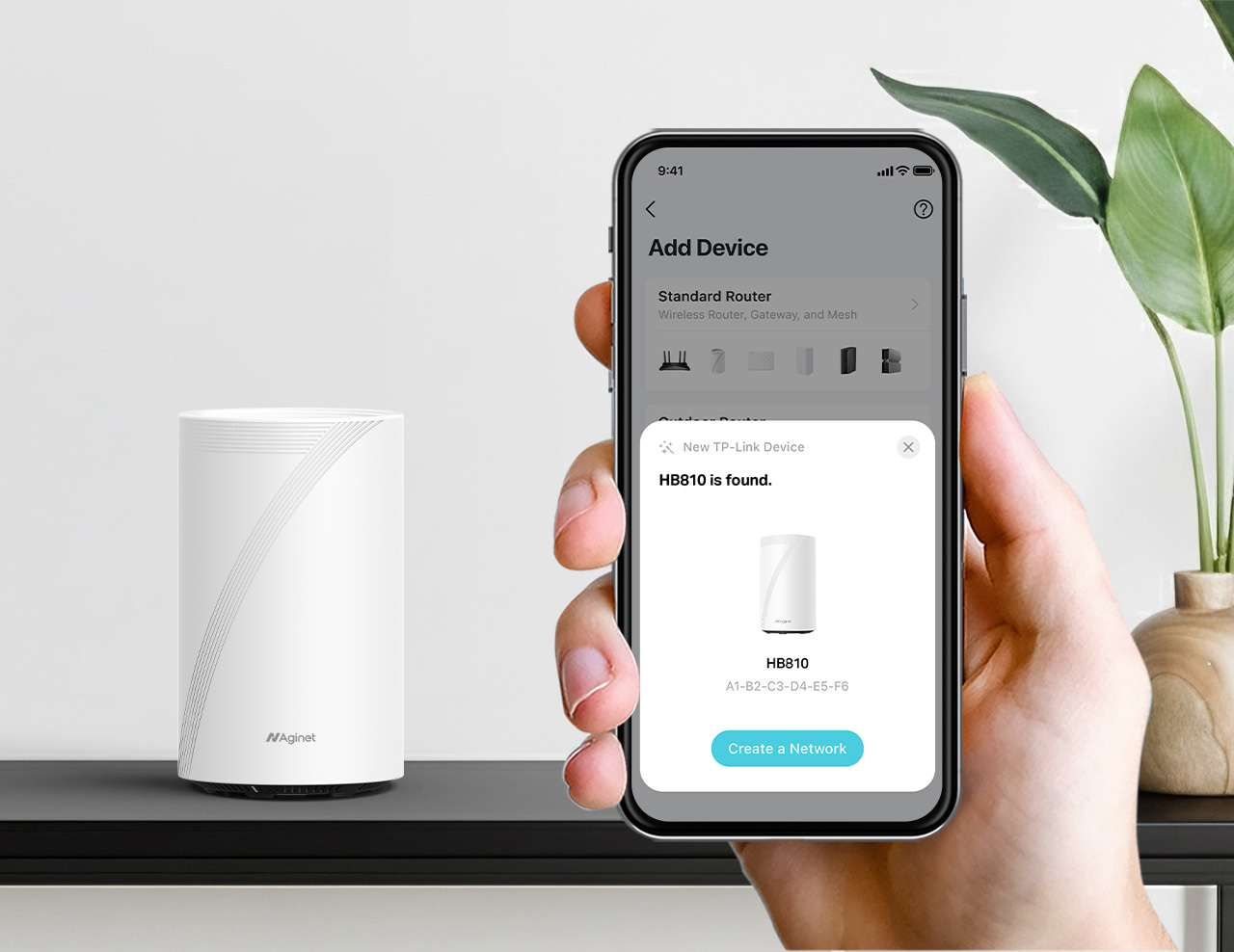 phone showing the TP-Link app finding a new device to connect