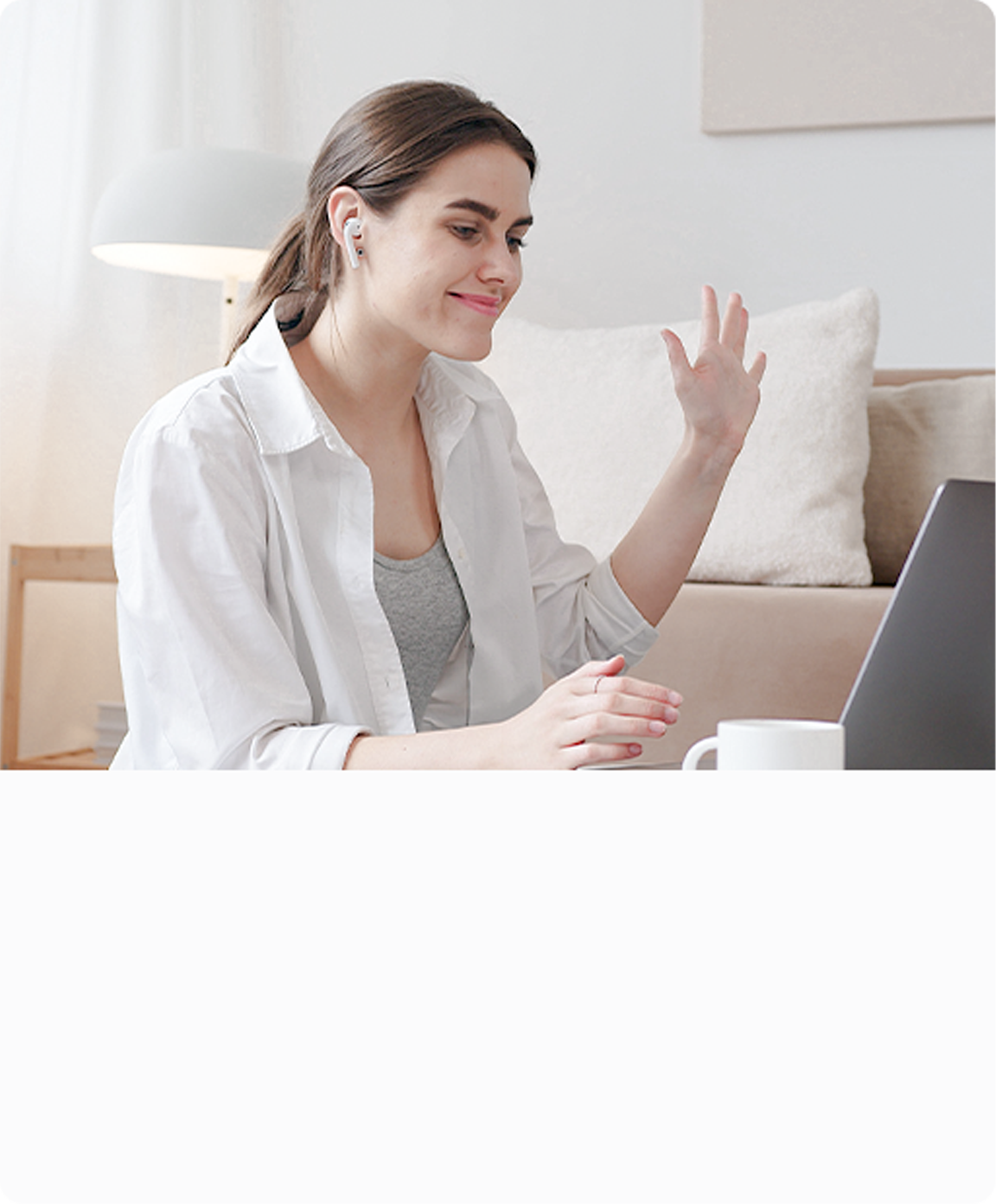 woman on a video call with a laptop