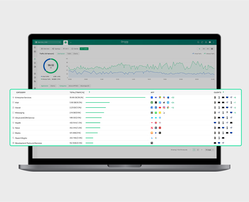 Data visualization of traffic usage