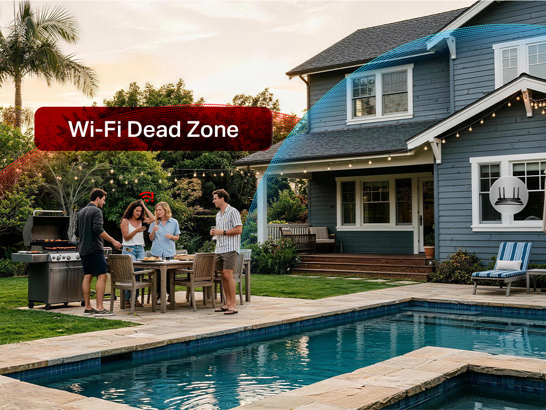 people gathered in the backyard with poor connection