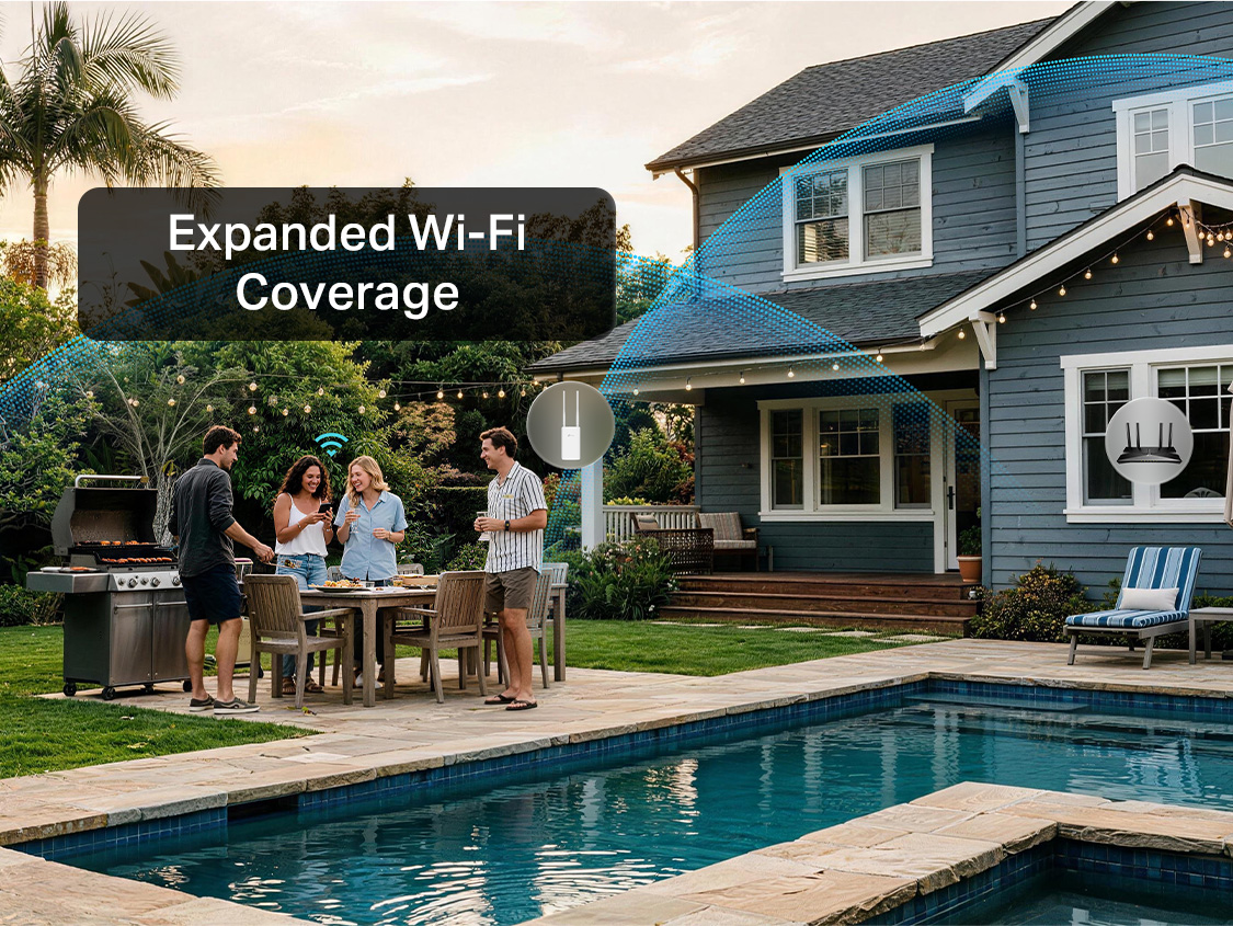 people gathered in the backyard with good service connection