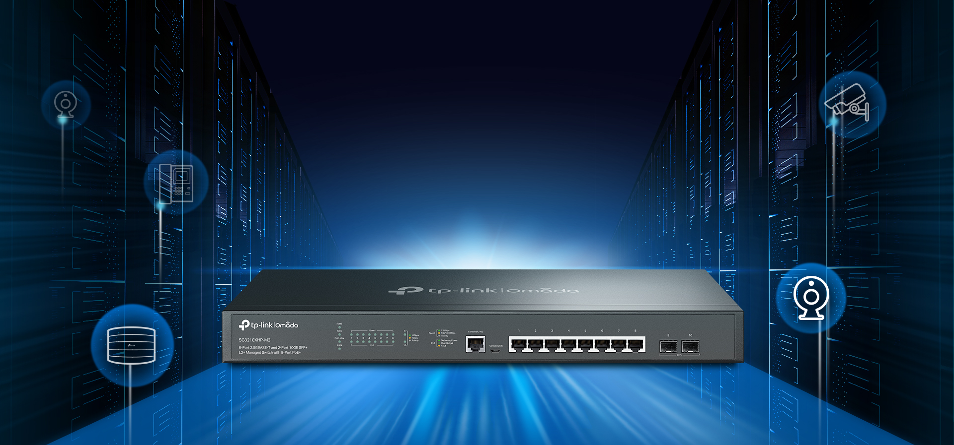 Omada 8-Port 2.5GBASE-T and 2-Port 10GE SFP+ L2+ Managed Switch with 8-Port PoE+ SG3210XHP-M2