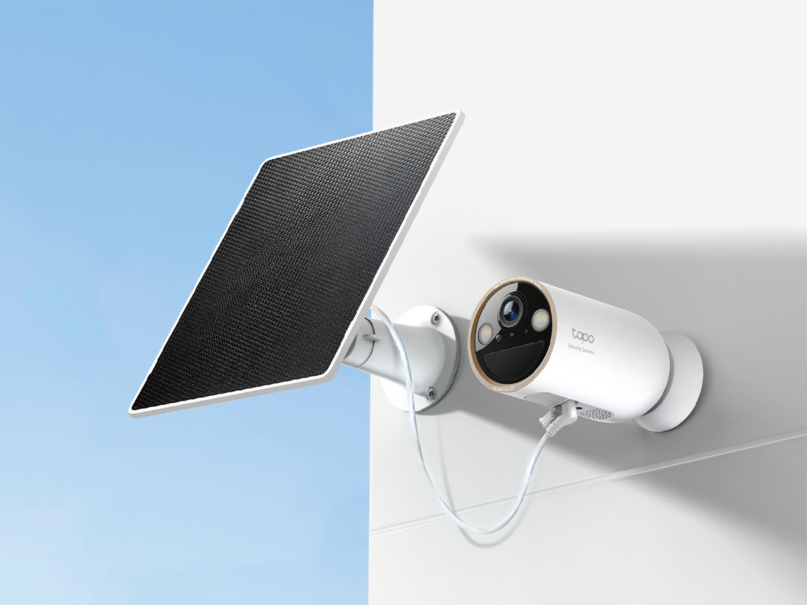 solar powered camera installed on a building