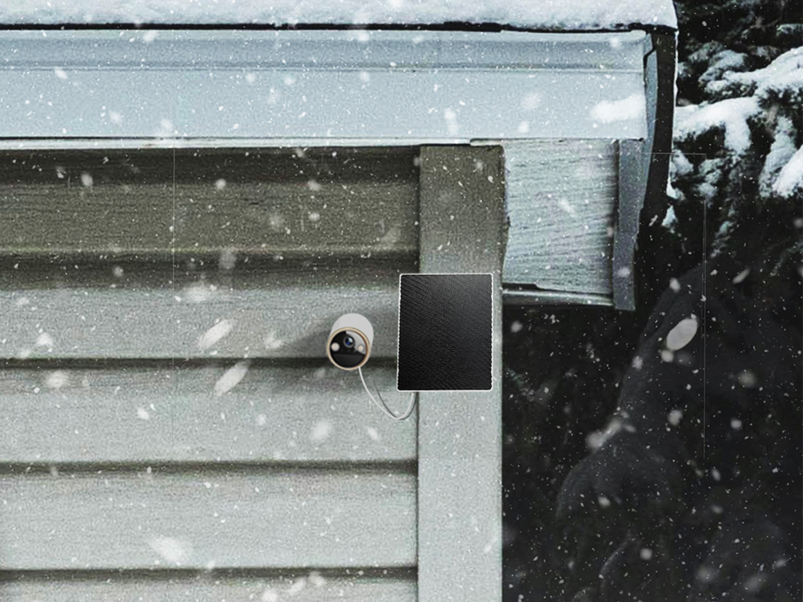 solar panel outside in snow storm