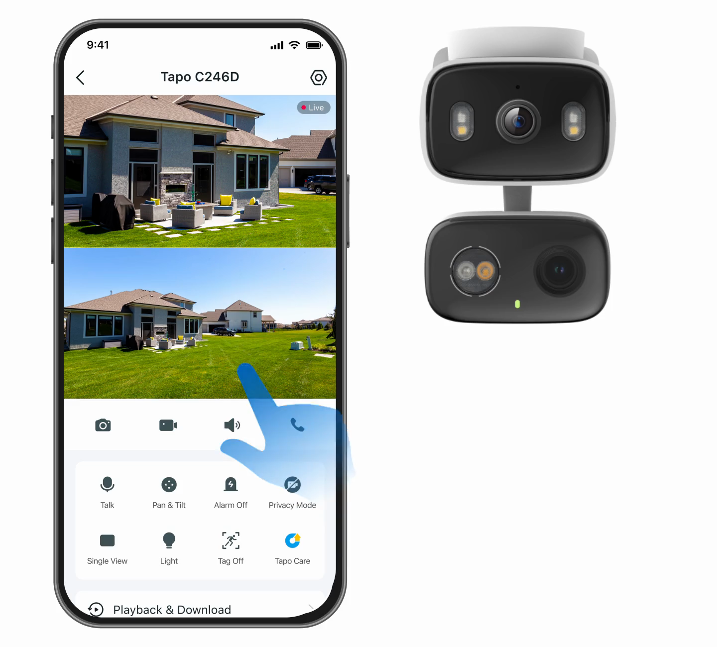 Tapo C246D | 屋内外対応デュアルレンズパンチルトセキュリティWi-Fi