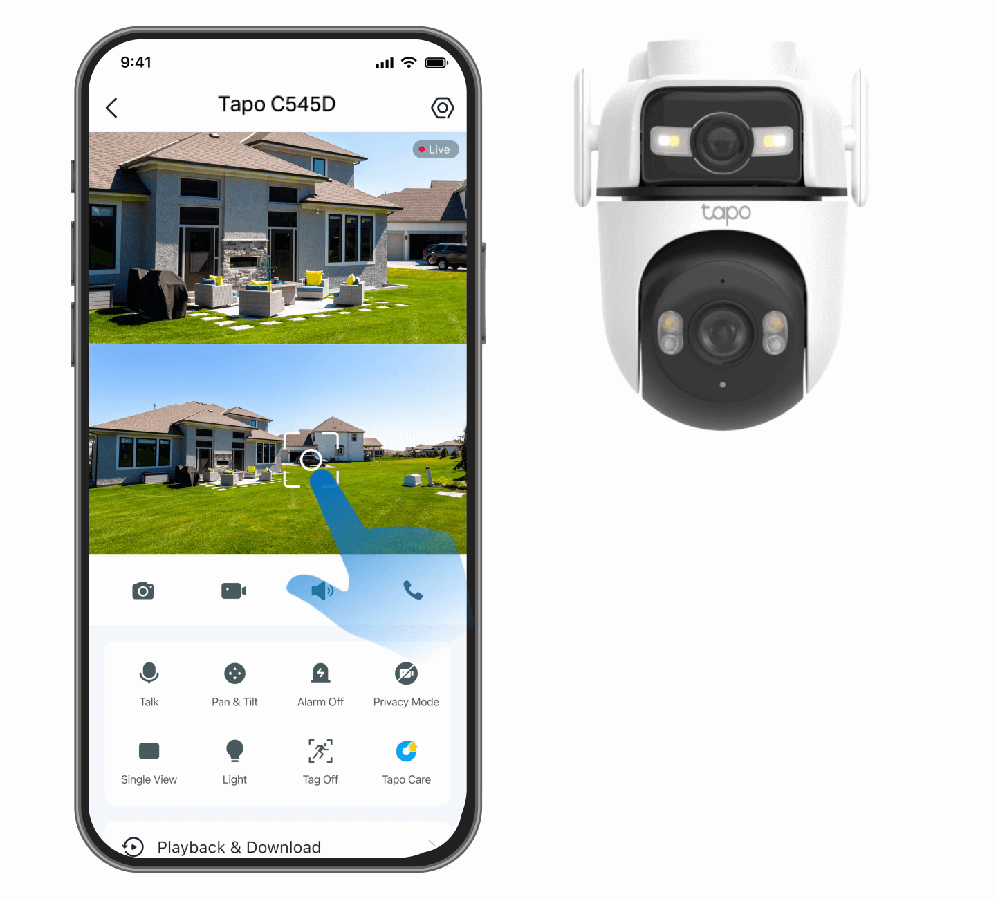 Tapo 2K デュアルレンズパンチルト防犯カメラ Tapo C545D