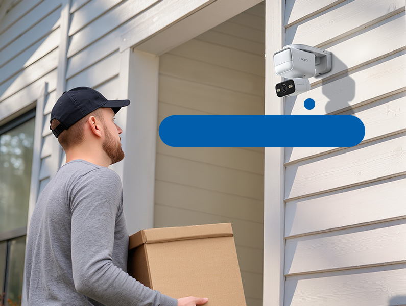 Delivery man holding a package