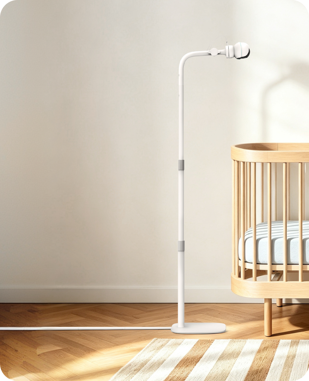 Cribside floor stand nursery setup.