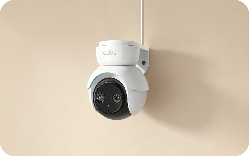 Wall-mounted Tapo baby camera.
