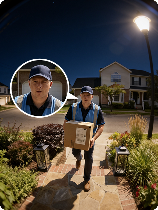 Delivery person viewed clearly through Tapo D260