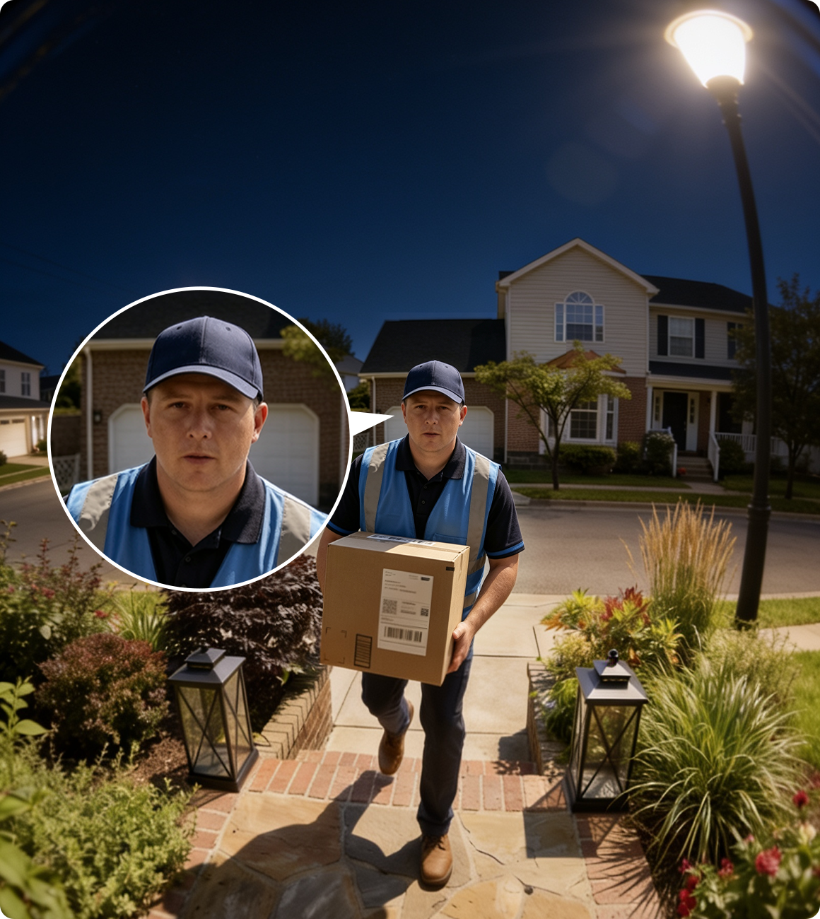Delivery person viewed clearly through Tapo D260