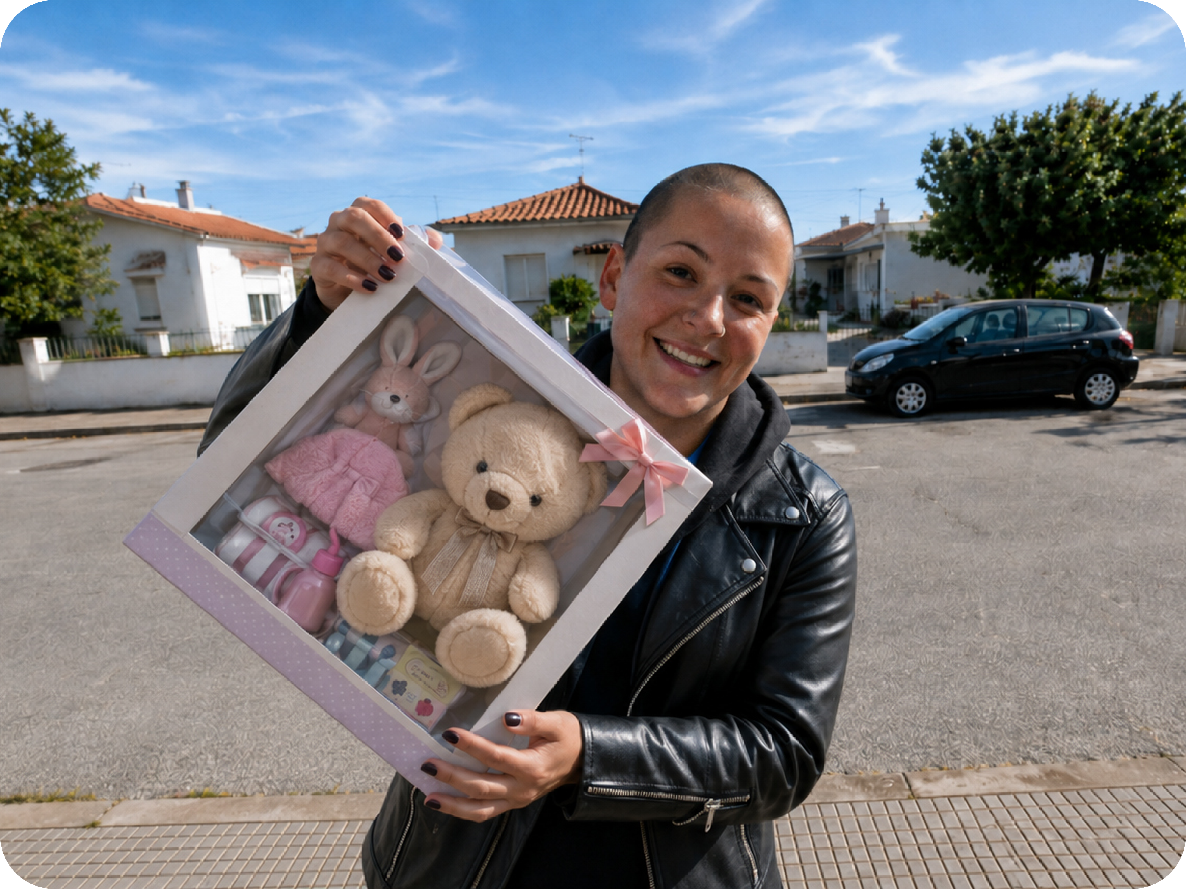 Femme tenant une boîte à jouets