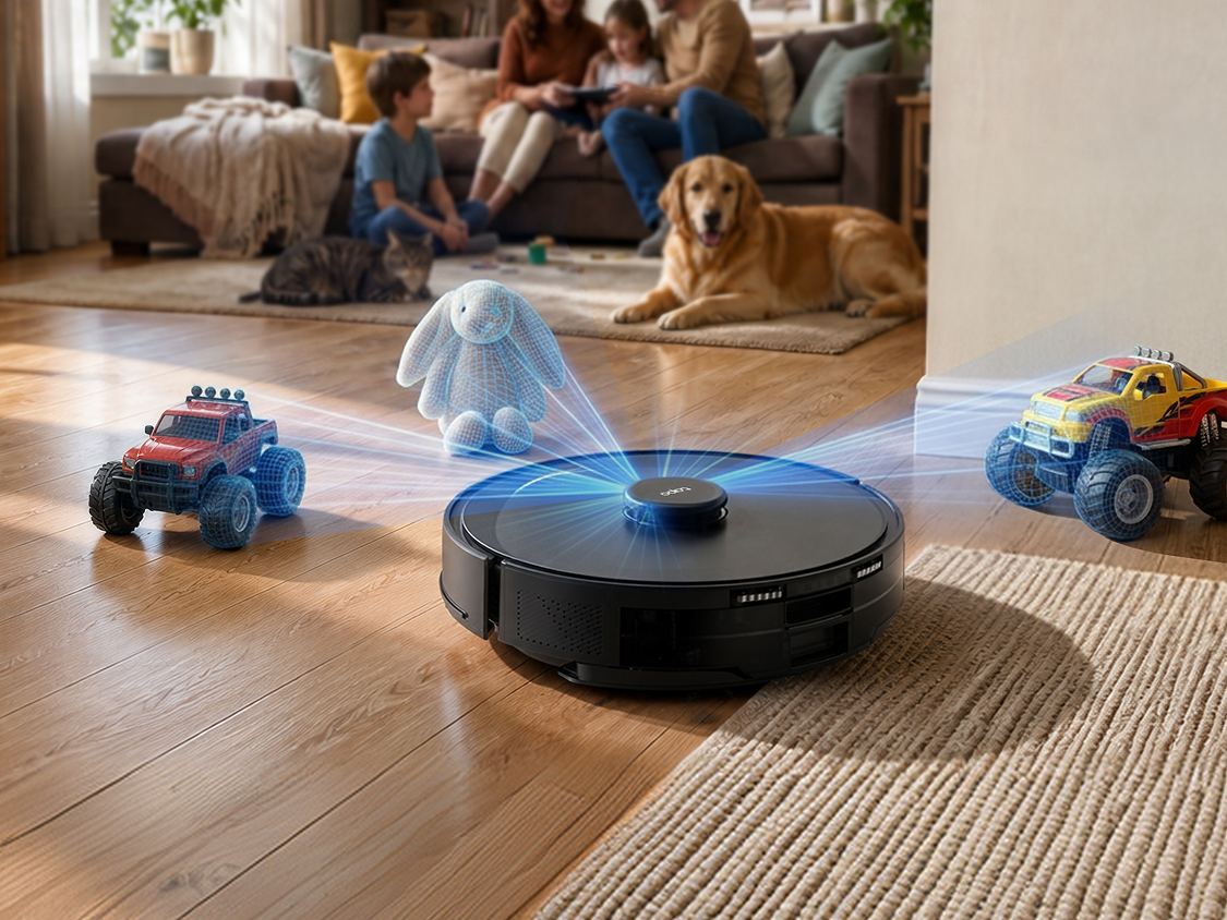 Tapo RV30 Max Plus Gen 2 navigating around toys and pets with dToF LiDAR