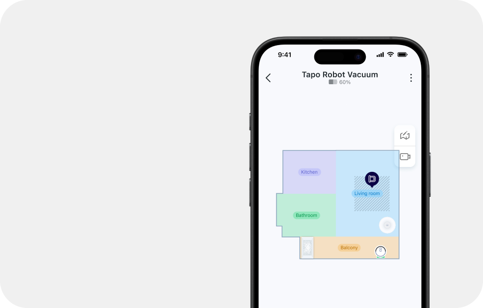 Tapo app selected room and zone cleaning