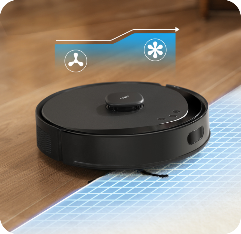 Tapo RV30 Max Turbo boosting suction on carpet