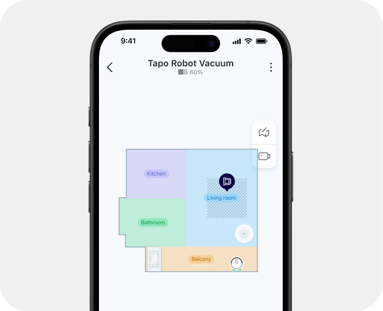 Tapo app selected room and zone cleaning