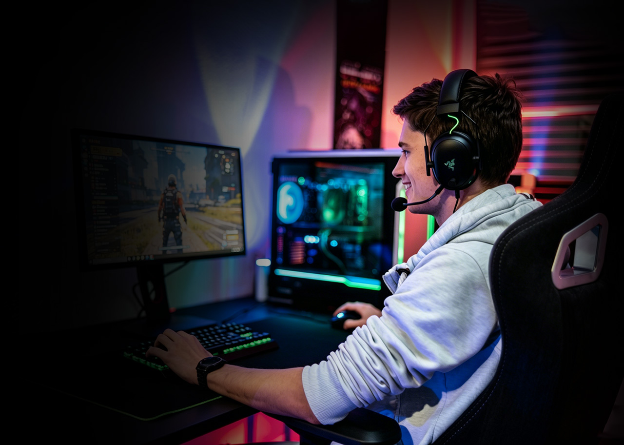 Person gaming at home