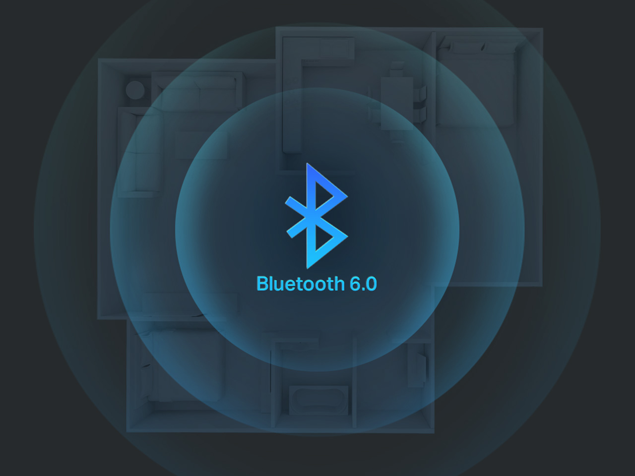 Illustration of bluetooth connection over a floorplan