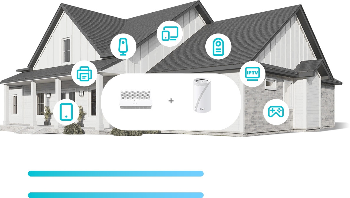 House illustration with Internet device icons